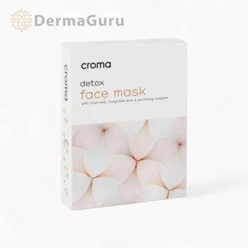   Croma Detox Gesichtsmaske, Bambusfaser- und Aktivkohletuchmaske mit hautreinigender und strahlungsfördernder Wirkung, 8 Stück