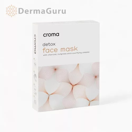 Croma Detox Gesichtsmaske, Bambusfaser- und Aktivkohletuchmaske mit hautreinigender und strahlungsfördernder Wirkung, 8 Stück