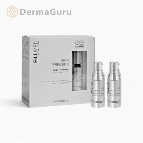 Fillmed Skin Perfusion Bright Booster, intensives Serum gegen Pigmentflecken und ungleichmäßigen Hautton, Zellregeneration und Strahlkraftverstärkung, 3×10 ml
