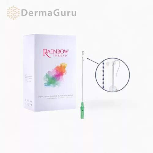 Rainbow Thread Heart Lift, Biofaden zur Gesichtsformung und Volumenanhebung, 19G/100/185, 100 Fäden (5 Beutel x 20 Stk)